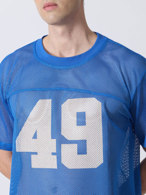 Lower Moon - 49 Printed Mesh Jersey T-Shirt - Blue - Espanshe