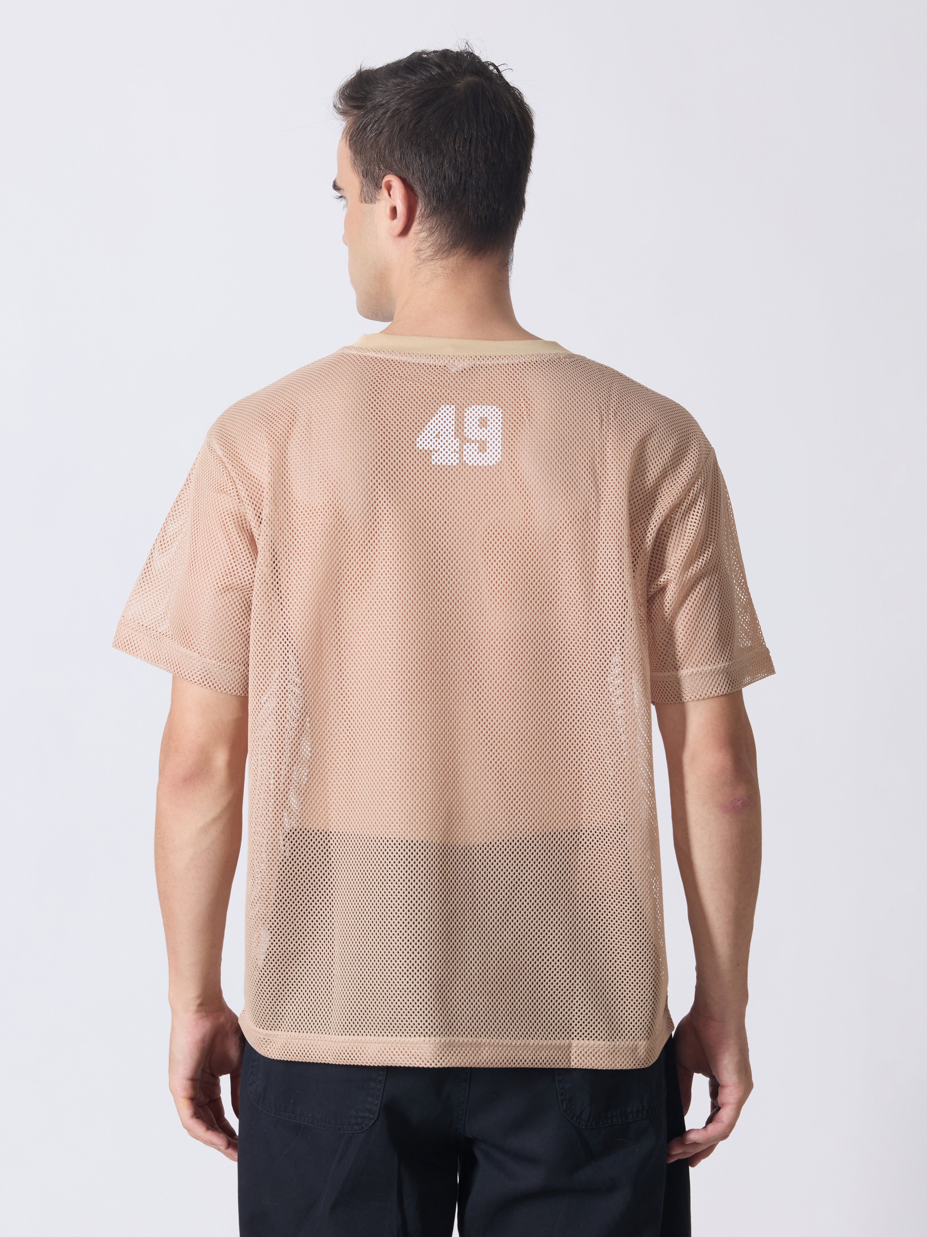 Lower Moon - 49 Printed Mesh Jersey T-Shirt - Light Beige