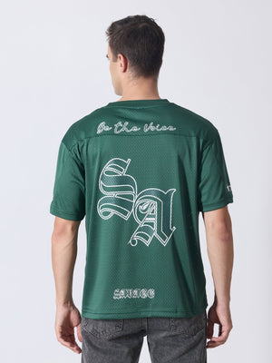 Lower Moon - Savage Printed Mesh Jersey T-Shirt - Green - Espanshe