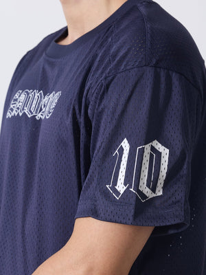 Lower Moon - Savage Printed Mesh Jersey T-Shirt - Navy Blue - Espanshe