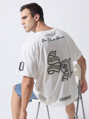 Lower Moon - Savage Printed Mesh Jersey T-Shirt - White - Espanshe