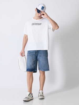 Lower Moon - Savage Printed Mesh Jersey T-Shirt - White - Espanshe