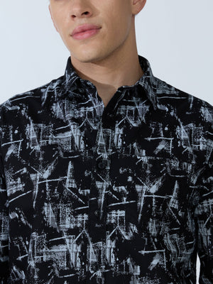 Lutata - Oxford Printed Shirt - Black - Espanshe