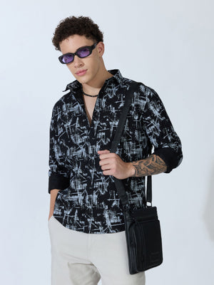 Lutata - Oxford Printed Shirt - Black - Espanshe
