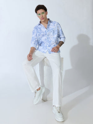 Lutata - Oxford Printed Shirt - Ice Blue - Espanshe