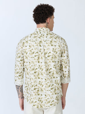 Lutata - Oxford Printed Shirt - Olive - Espanshe