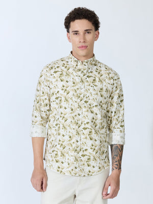 Lutata - Oxford Printed Shirt - Olive - Espanshe