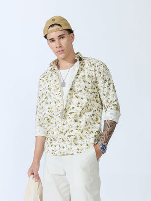 Lutata - Oxford Printed Shirt - Olive - Espanshe