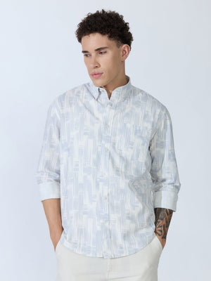 Lutata - Oxford Printed Shirt - Light Grey - Espanshe