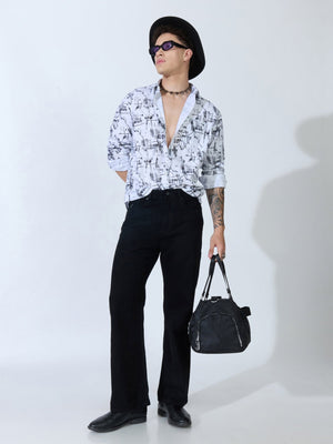 Lutata - Oxford Printed Shirt - White - Espanshe