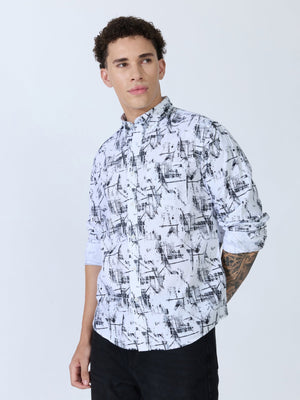 Lutata - Oxford Printed Shirt - White - Espanshe