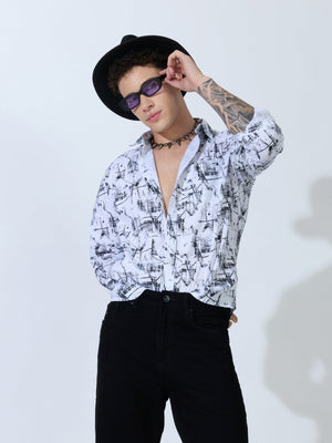 Lutata - Oxford Printed Shirt - White - Espanshe