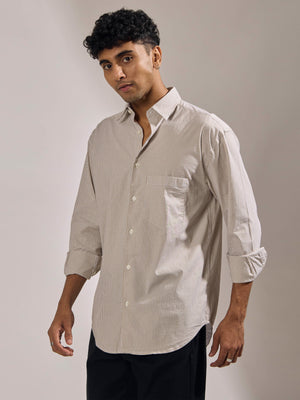 men's oversized olive brown stripped shirt with full sleeve and chest pocket made from 100% cotton.
pure cotton shirts for men
oversized shirts for men