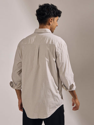 men's oversized olive brown stripped shirt with full sleeve and chest pocket made from 100% cotton.
pure cotton shirts for men
oversized shirts for men