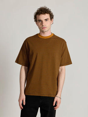 Ionathan - Striped Crew T-Shirt - Mustard Yellow - Espanshe