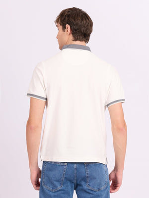 Neliis-2 - Textured Chevron Polo T-Shirt – White - Espanshe