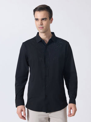 Nemo-8 - Stone Embellished Shirt - Black - Espanshe
