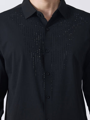 Nemo-8 - Stone Embellished Shirt - Black - Espanshe
