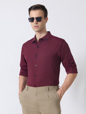 Nemo-6 - Stone Embellished Shirt - Maroon - Espanshe