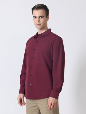 Nemo-6 - Stone Embellished Shirt - Maroon - Espanshe