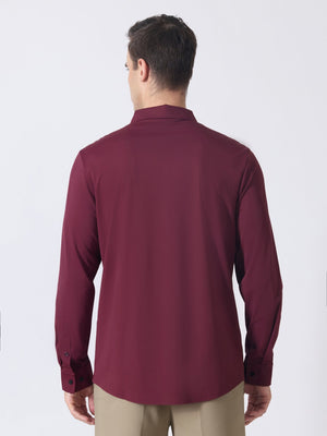 Nemo-6 - Stone Embellished Shirt - Maroon - Espanshe