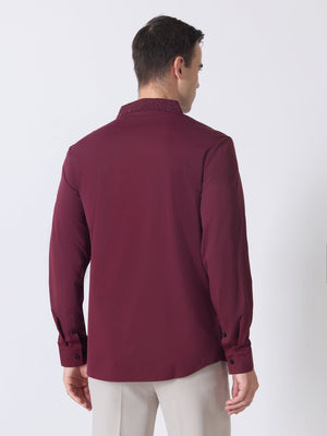 Nemo-1 - Stone Embellished Shirt - Maroon - Espanshe