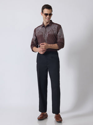 Nemo-3 - Stone Embellished Shirt - Coffee - Espanshe