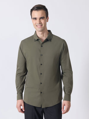 Nemo-6 - Stone Embellished Shirt - Olive Green - Espanshe