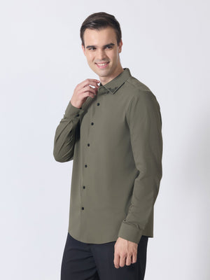 Nemo-6 - Stone Embellished Shirt - Olive Green - Espanshe