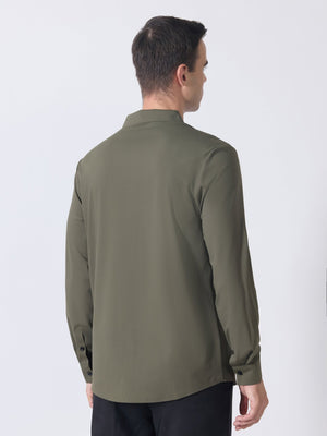 Nemo-6 - Stone Embellished Shirt - Olive Green - Espanshe