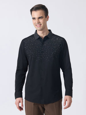 Nemo-1 - Stone Embellished Shirt - Black - Espanshe