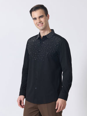 Nemo-1 - Stone Embellished Shirt - Black - Espanshe