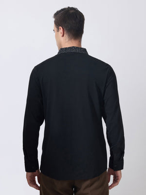 Nemo-1 - Stone Embellished Shirt - Black - Espanshe