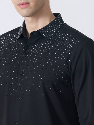 Nemo-1 - Stone Embellished Shirt - Black - Espanshe