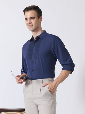 Nemo-4 - Stone Embellished Shirt - Navy Blue - Espanshe