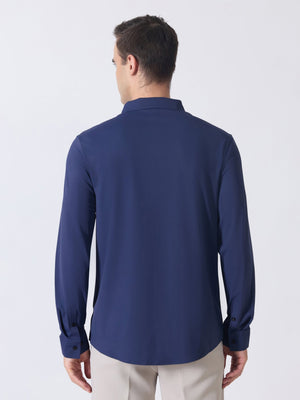 Nemo-4 - Stone Embellished Shirt - Navy Blue - Espanshe