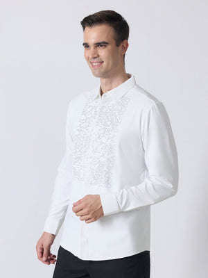 Nemo-2 - Stone Embellished Shirt - White - Espanshe