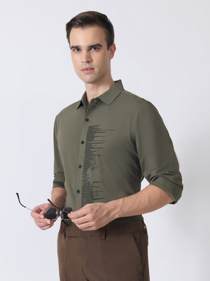 Nemo-9 - Stone Embellished Shirt - Olive Green - Espanshe