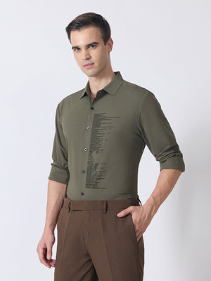 Nemo-9 - Stone Embellished Shirt - Olive Green - Espanshe