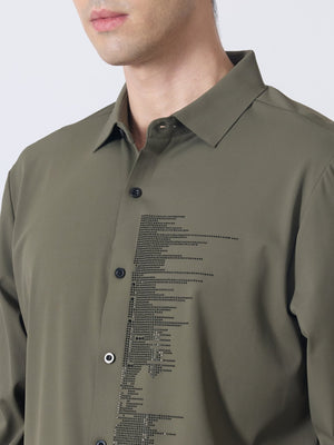Nemo-9 - Stone Embellished Shirt - Olive Green - Espanshe