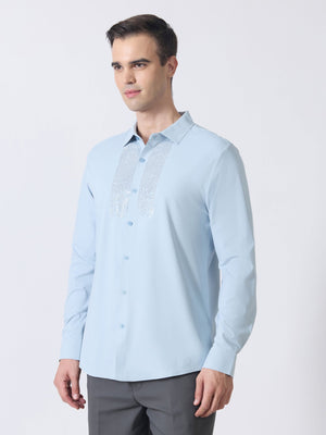Nemo-10 - Stone Embellished Shirt - Light Blue - Espanshe