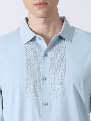 Nemo-10 - Stone Embellished Shirt - Light Blue - Espanshe