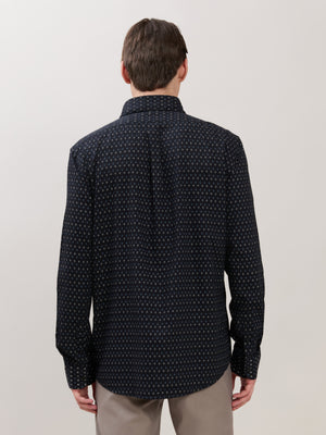 Men's Smart Fit Printed Cotton Shirt - Sable Black