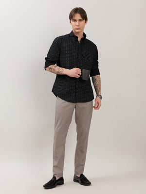 Nerelo - Smart Fit Printed Cotton Shirt - Black - Espanshe