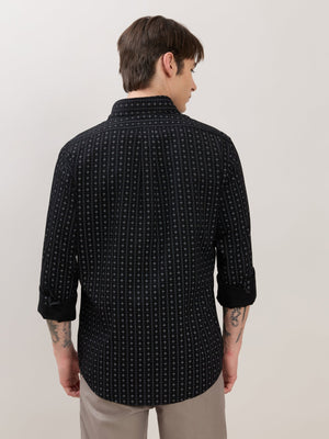 Nerelo - Smart Fit Printed Cotton Shirt - Black - Espanshe