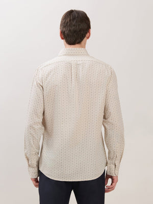 Nerelo - Smart Fit Printed Cotton Shirt - Light Beige - Espanshe