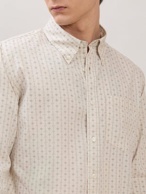 Nerelo - Smart Fit Printed Cotton Shirt - Light Beige - Espanshe