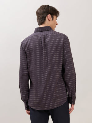 Nerelo - Smart Fit Printed Cotton Shirt - Grape - Espanshe