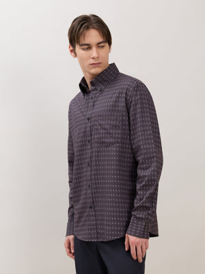 Nerelo - Smart Fit Printed Cotton Shirt - Grape - Espanshe