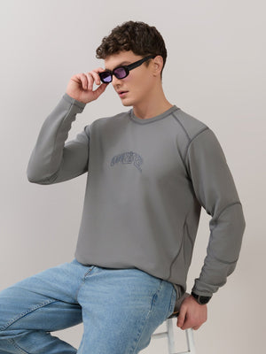 Kinoia - Onstep Printed Contrast-Stitch Relaxed Sweatshirt - Grey - Espanshe